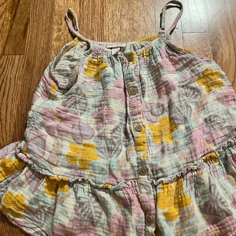 Cat & Jack Pastel Floral Button-Front Sundress in Pink, Yellow & Cream